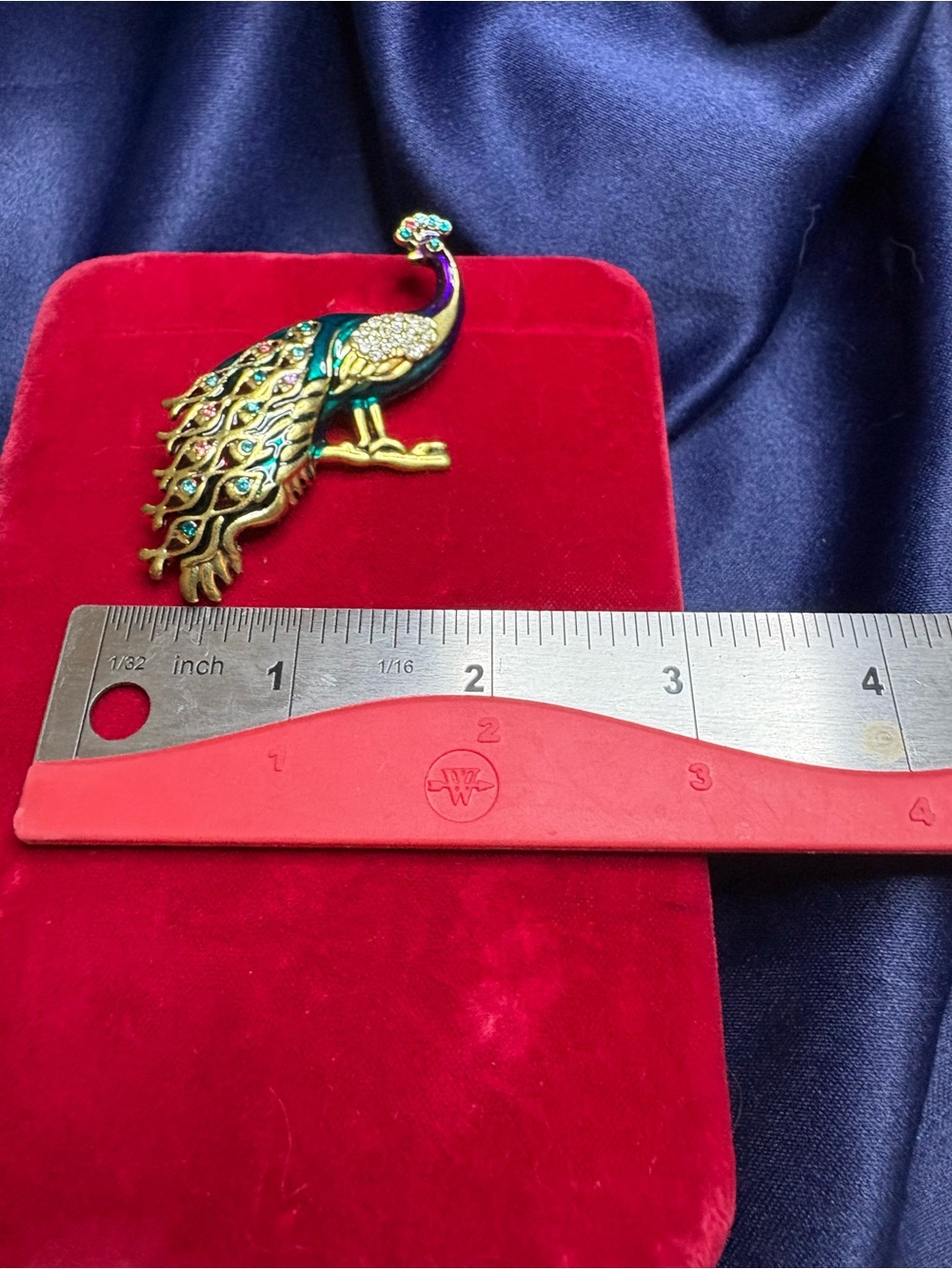 Brooch Peacock Bird on Branch Rhinestone Crystal Statement Colorful Pin - Picture 5 of 7